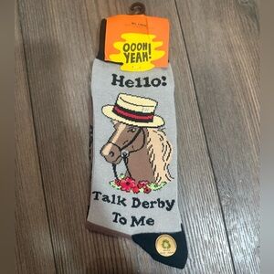 Oooh Yeah! “Talk Derby To Me” Horse Novelty Unisex Crew Socks M/L NWT